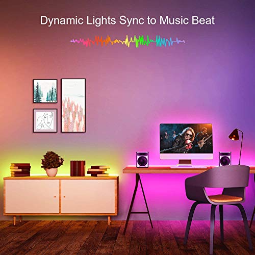 Mexllex LED Strip Lights 5m, RGB Color Changing Led Strip 5m with Remote Control, Music Sync Led Lights for Bedroom Kids Room Ceiling Kitchen Party